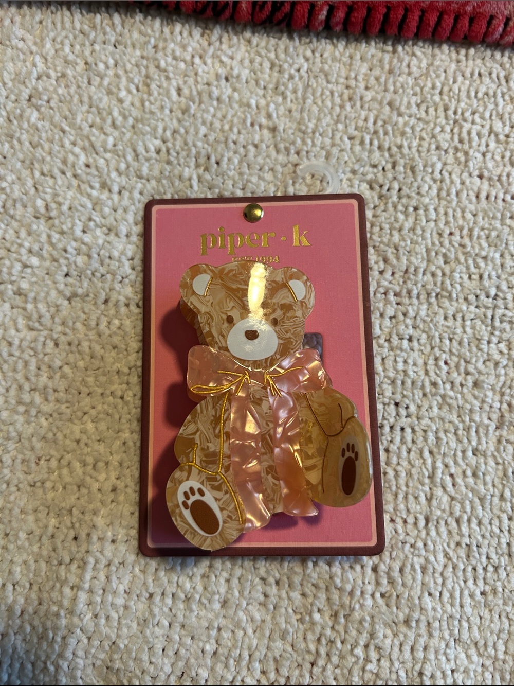 piper-k Iridescent Pink Teddy Bear Hair Clip